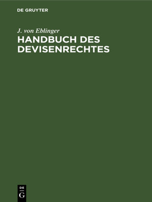 cover image of Handbuch des Devisenrechtes